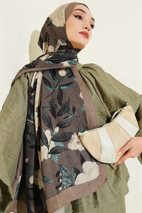 Violet Liva Modal Crush Shawl Henna Green
