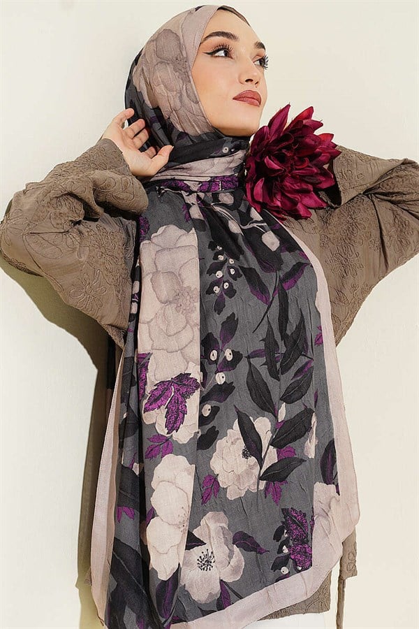 Violet Liva Modal Kraş Shawl Sand Beige