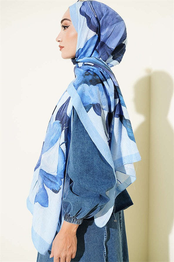 Viona Bamboo Crawl Scarf Baby Blue