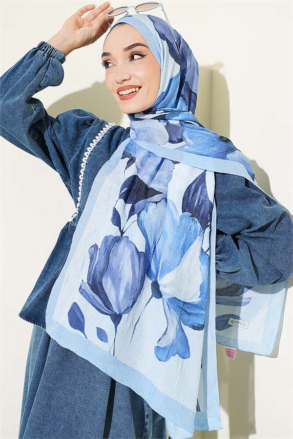 Viona Bamboo Crawl Scarf Baby Blue