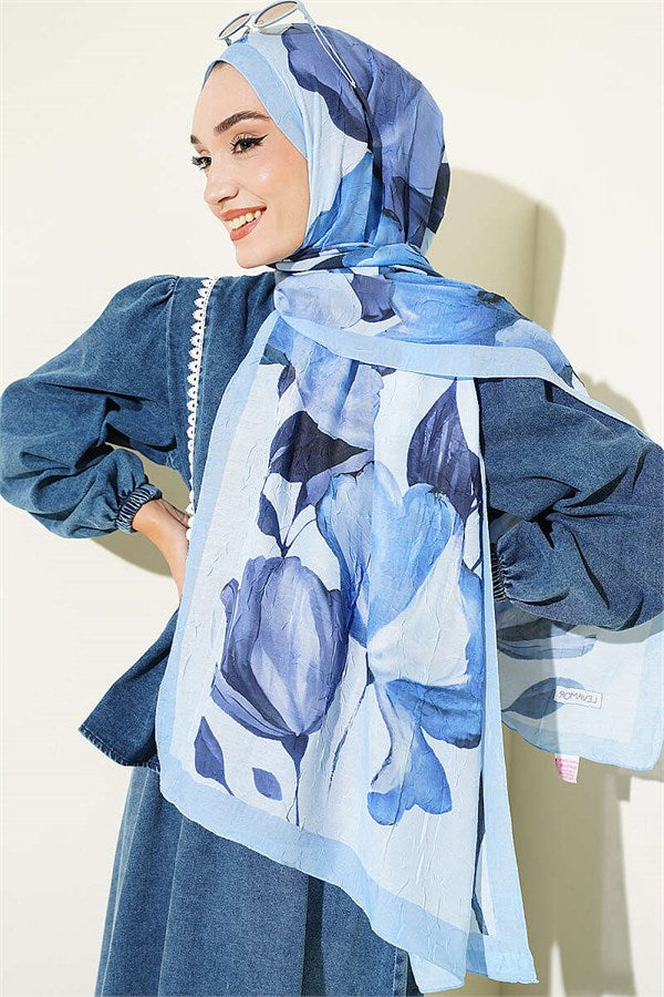 Viona Bamboo Crawl Scarf Baby Blue