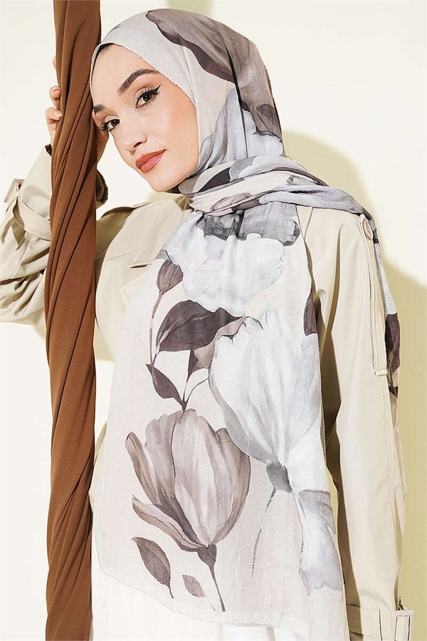 Viona Bamboo Kras Shawl Beige