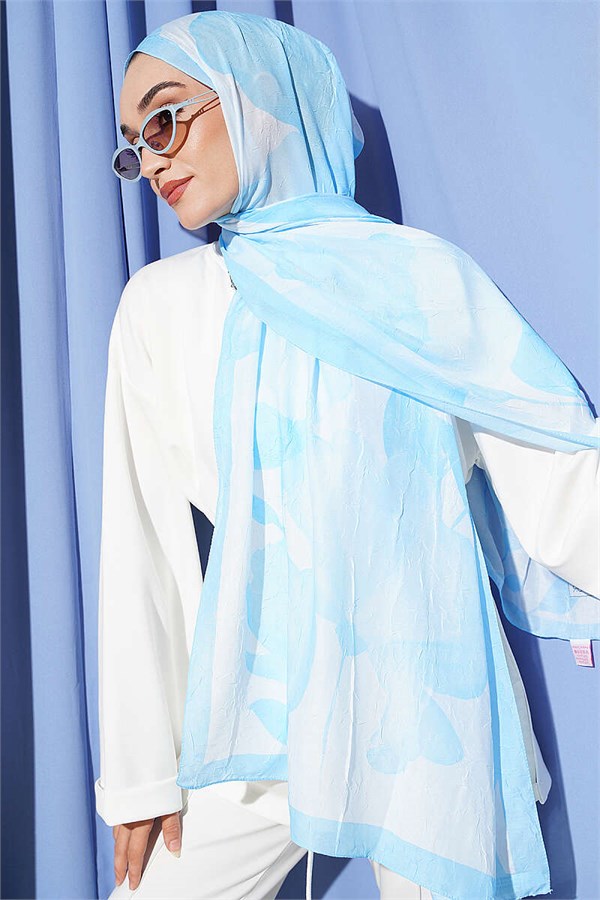 Viona Bamboo Crash Shawl Ice Blue