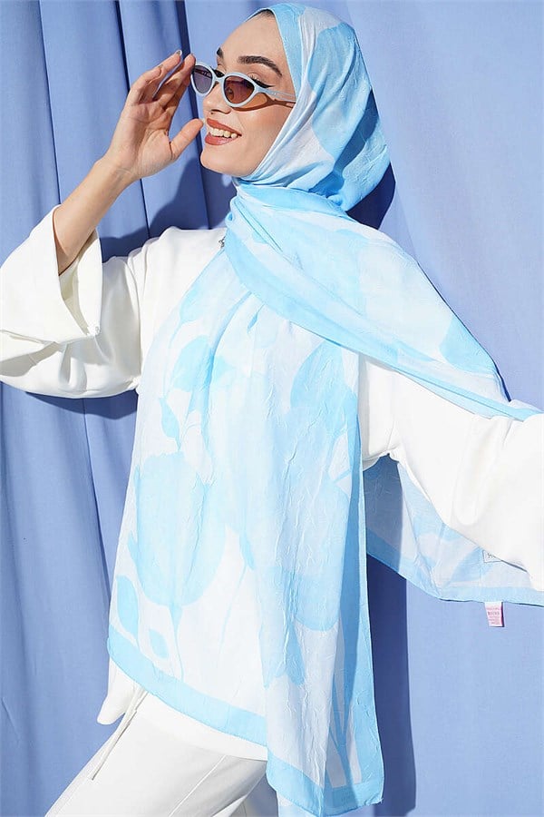 Viona Bamboo Crash Shawl Ice Blue