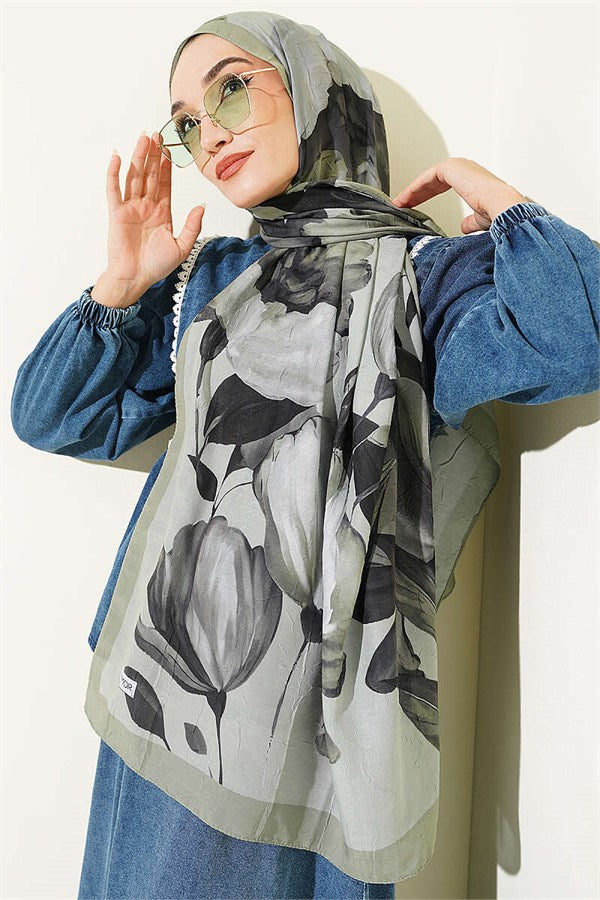 Viona Bamboo Crush Shawl Light Green