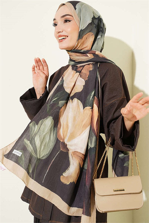 Viona Bamboo Kras Shawl Sand Beige