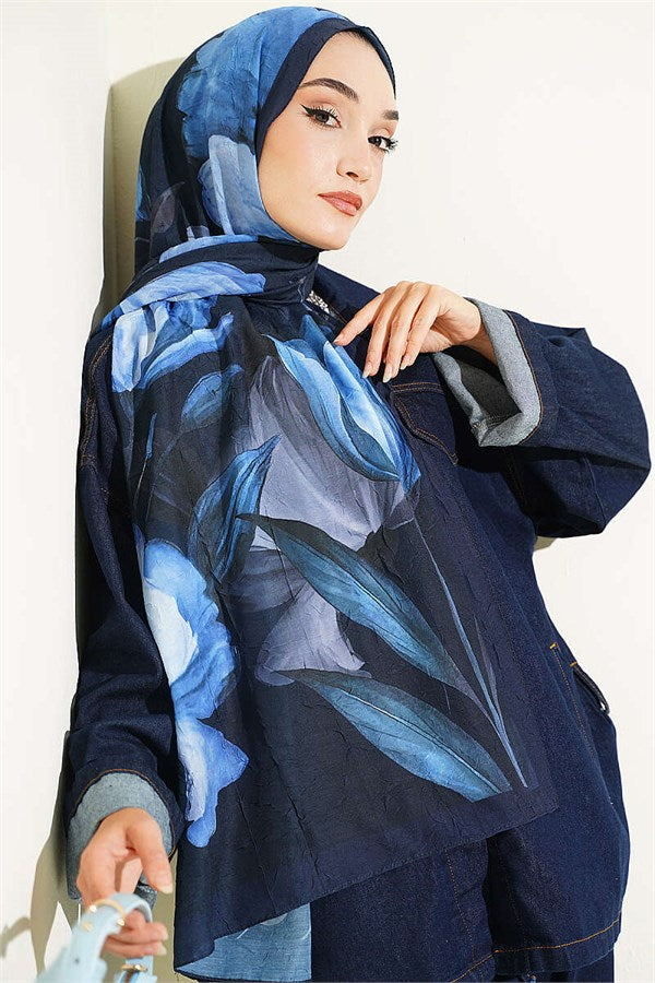 Viona Bamboo Krasnoye Shawl Navy Blue