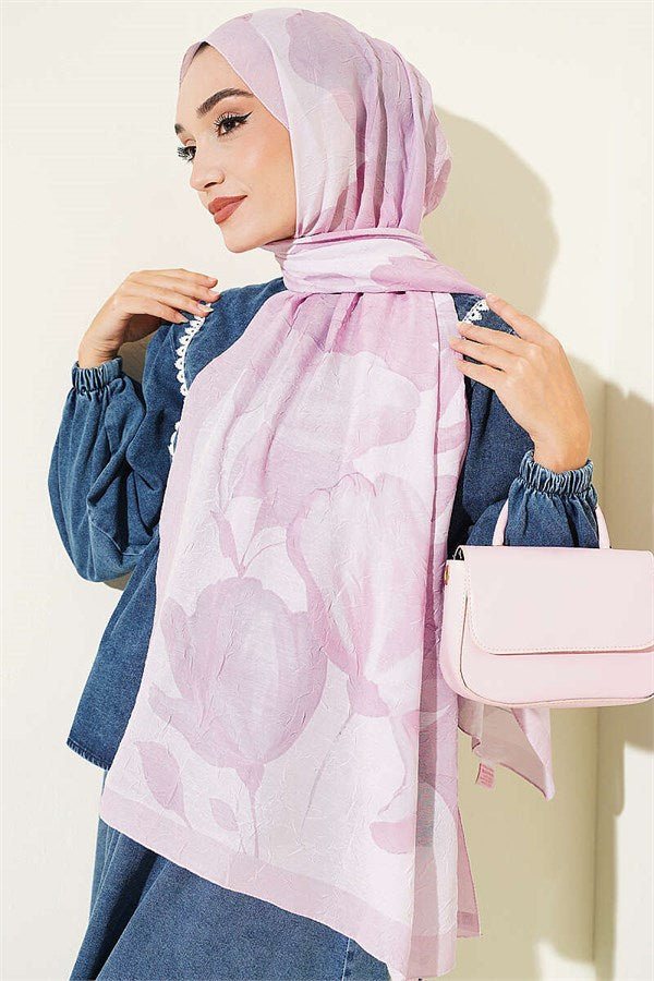 Viona Bamboo Crash Shawl Pink