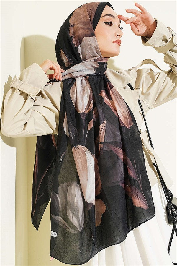 Viona Bamboo Crash Shawl Black