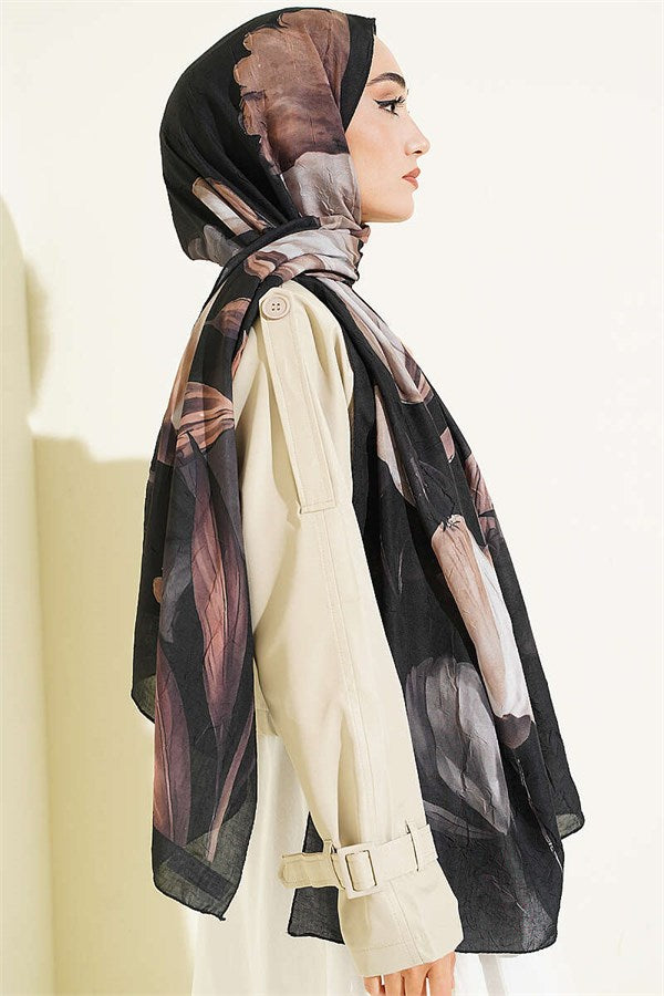 Viona Bamboo Crash Shawl Black