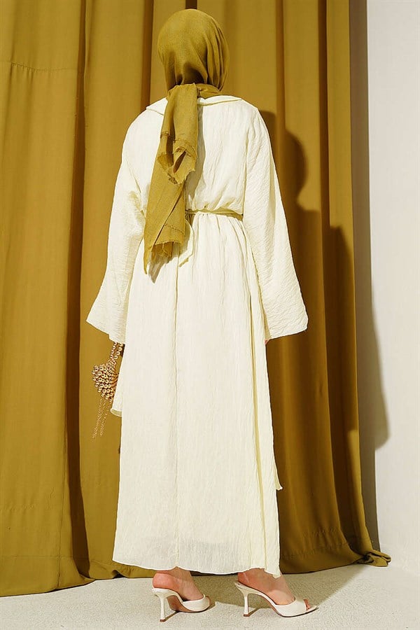 Yellow Dress with Ruffled Detail and Belt