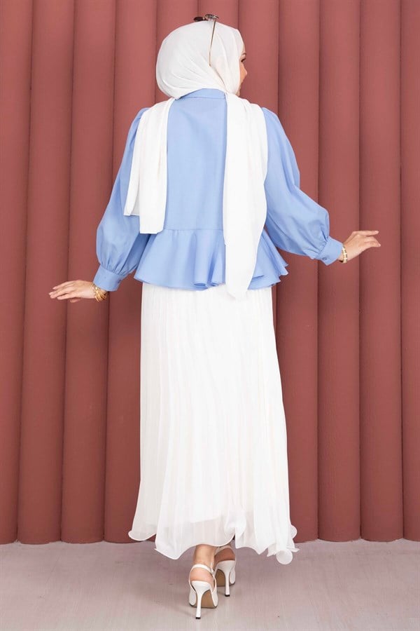 Ruffled Skirt Top Shirt Blue