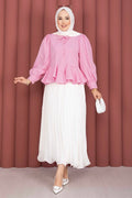 Pink Shirt with Ruffled Skirt