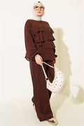 Layered Voile Belted 2 Piece Set in Coffee