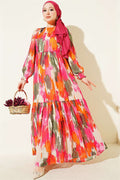Watercolor Pom-Pom Dress Fuchsia