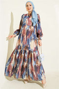 Watercolor Pom-Pom Dress Blue