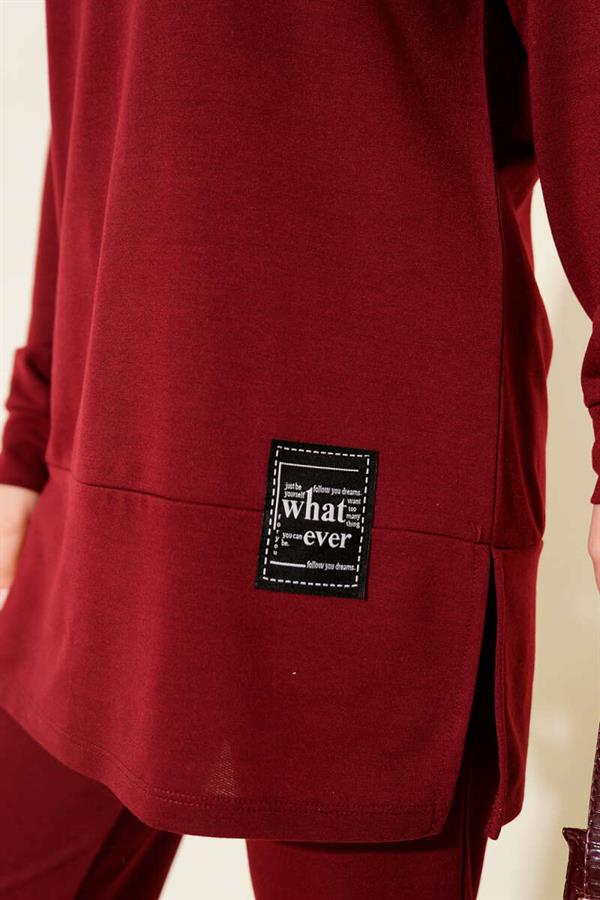 What Ever Emblem Hooded 2 Piece Set Burgundy