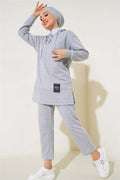 What Ever Emblem Hooded 2 Piece Set Gray