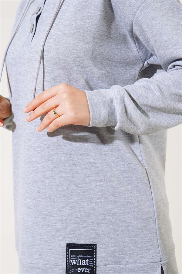 What Ever Emblem Hooded 2 Piece Set Gray