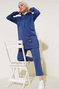 What Ever Emblem Hooded 2 Piece Set Indigo