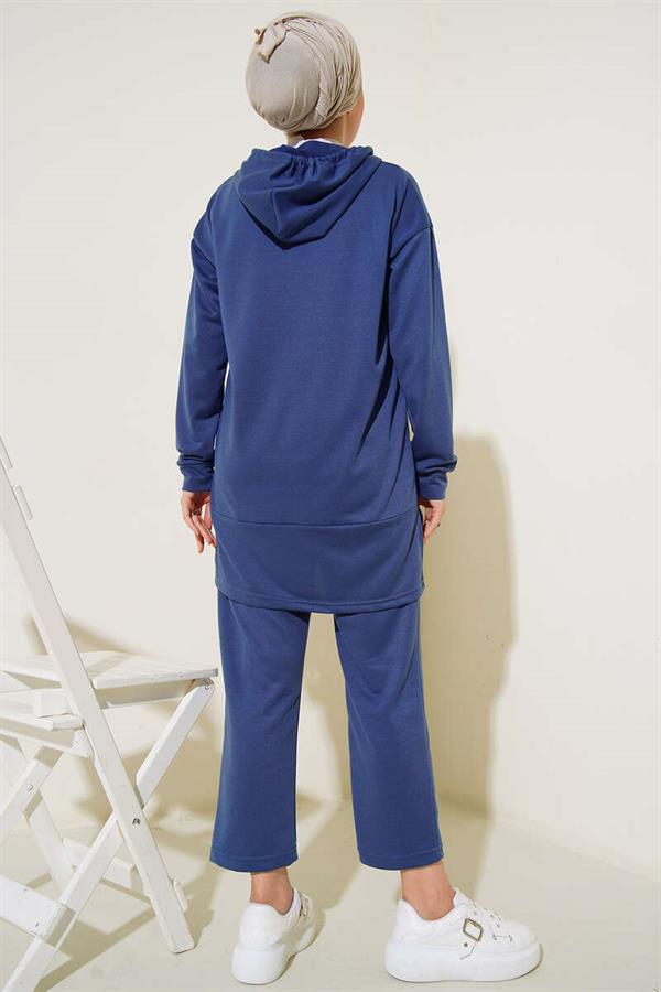 What Ever Emblem Hooded 2 Piece Set Indigo