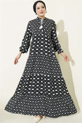 Black Buttoned Dress with Neckline Tie