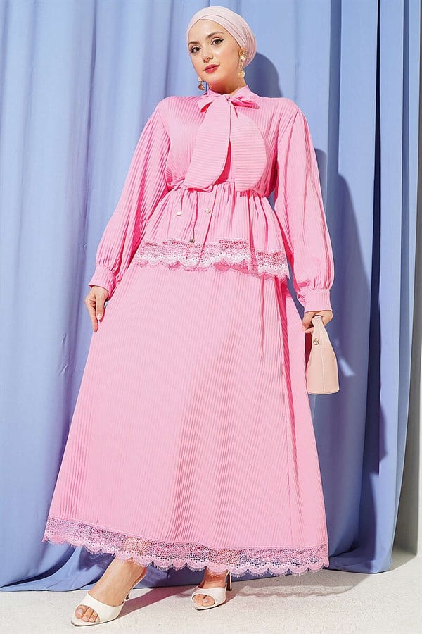 Pink Lace-Up Corduroy Skirt 2 Piece Set