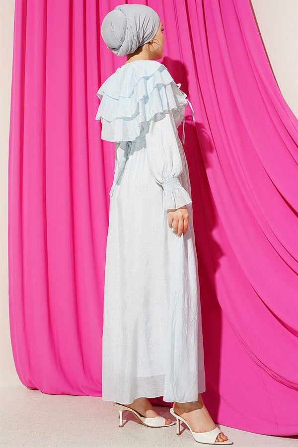 Layered Dress with Neckline Detail, Baby Blue