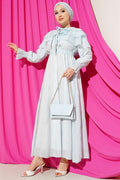 Layered Dress with Neckline Detail, Baby Blue
