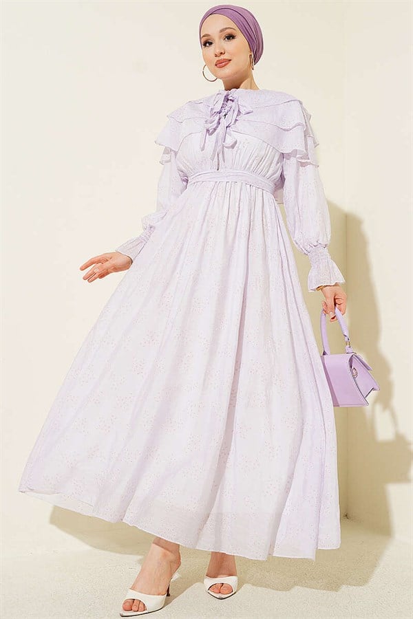Layered Dress with Neckline Detail, Lilac