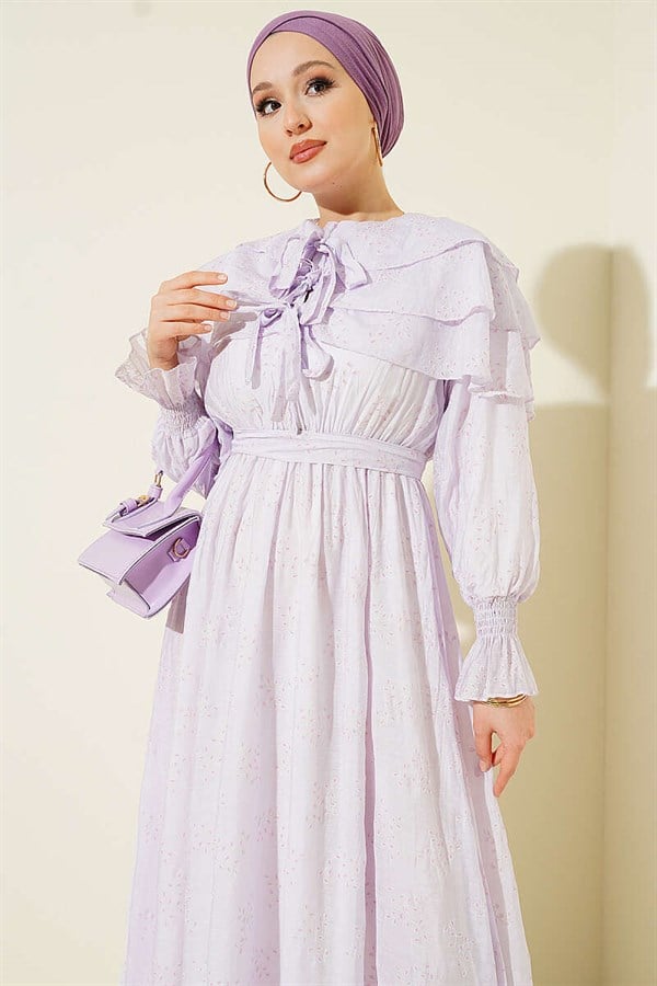 Layered Dress with Neckline Detail, Lilac