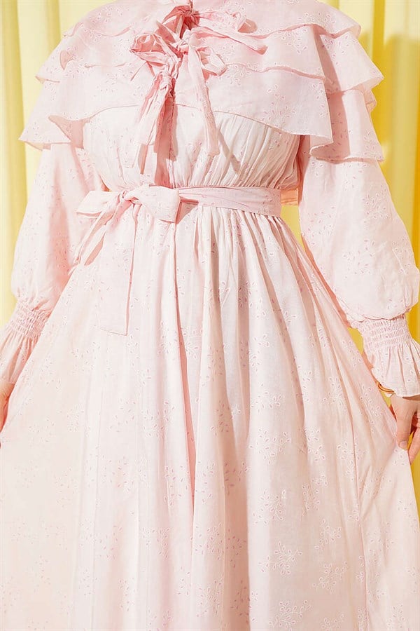 Pink Layered Dress with Neckline Detail
