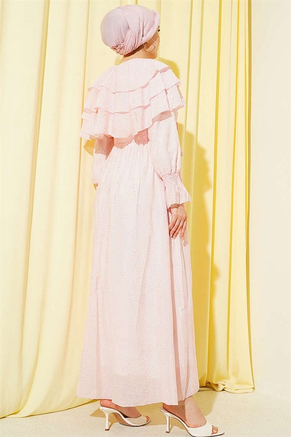 Pink Layered Dress with Neckline Detail