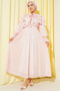 Pink Layered Dress with Neckline Detail
