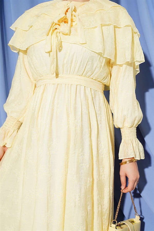 Yellow Layered Dress with Neckline Detail