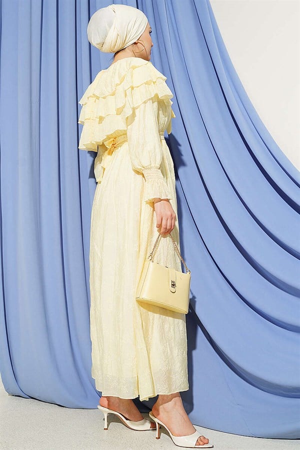 Yellow Layered Dress with Neckline Detail