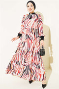 Rose Pink Dress with Neckline and Ankle Ruffles