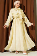Yellow Ruffled Dress with Neckline Tie