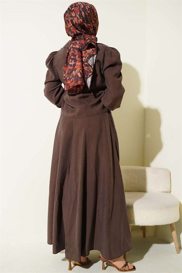 Neckline Sleeveless Dress, Brown