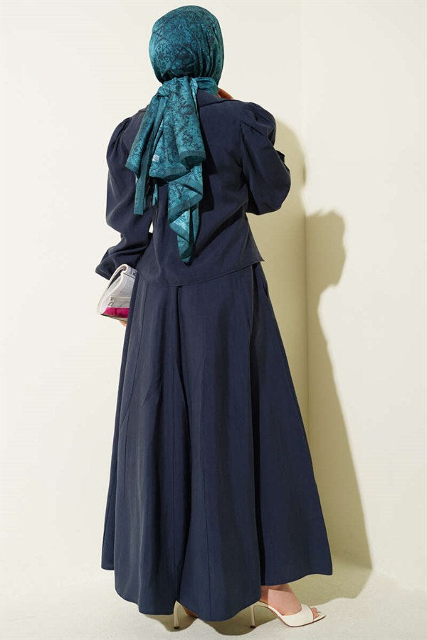 Navy Blue Tie-Neck Sleeveless Dress