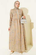 Mustard Dress with Lace Trim Collar