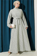 Lace Dress with Ruffled Collar, Aqua Green