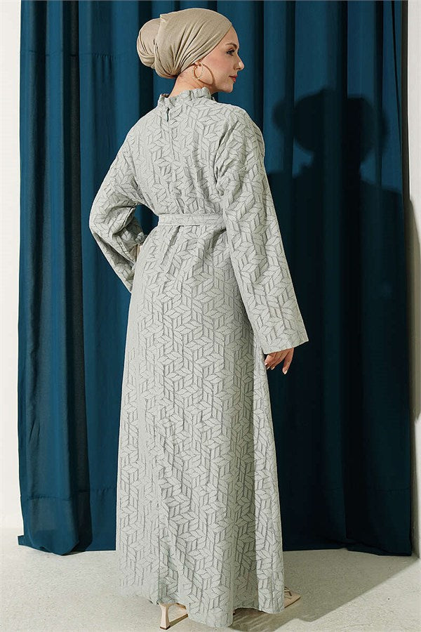 Lace Dress with Ruffled Collar, Aqua Green