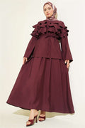 2 Piece Set with Ruffled Collar and Skirt, Plum