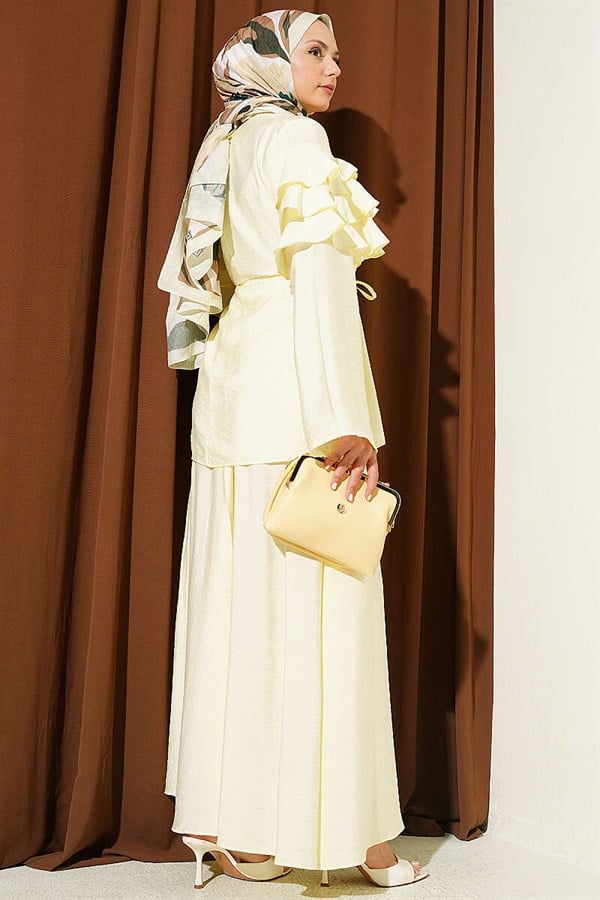 2 Piece Set with Ruffled Collar and Skirt, Yellow