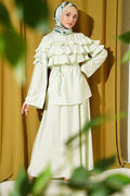 2 Piece Set with Ruffled Collar and Skirt, Aqua Green