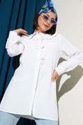 Ruffle Collar Bow Tunic White