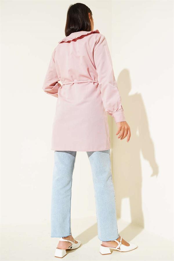 Ruffle Collar Bow Tunic Powder