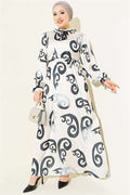 Anthracite Dress with Ruffled Collar and Ribbon Detail