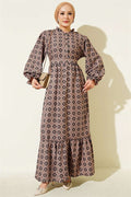 Authentic Dress with Ruffled Collar, Powder Pink